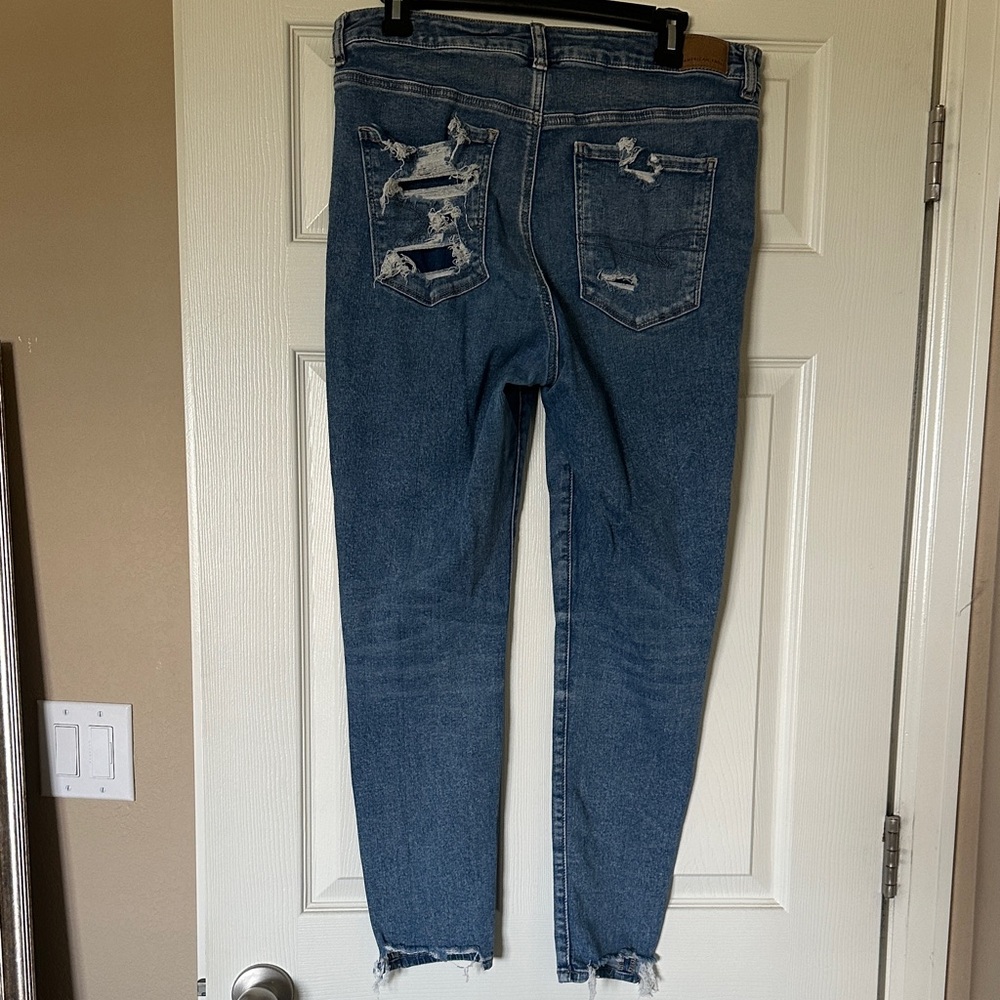 American Eagle Outfitters Ripped Blue Ankle Jeans